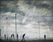 Theodore Major - Standing Figures and Telegraph Poles