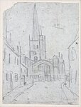 L.S. Lowry - Preparatory sketch for Burford Church