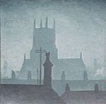 Trevor Grimshaw - Rooftops and Church, St Mary's, Stockport