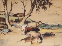 Adolphe Valette - Cows By The River