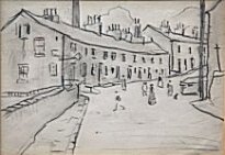 L.S. Lowry RA - Street Scene With Figures