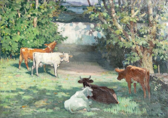 Adolphe Valette - Cattle in a French Landscape