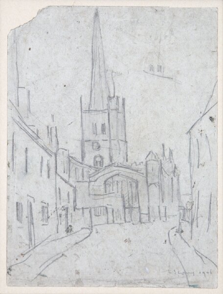 L.S. Lowry - Preparatory sketch for Burford Church
