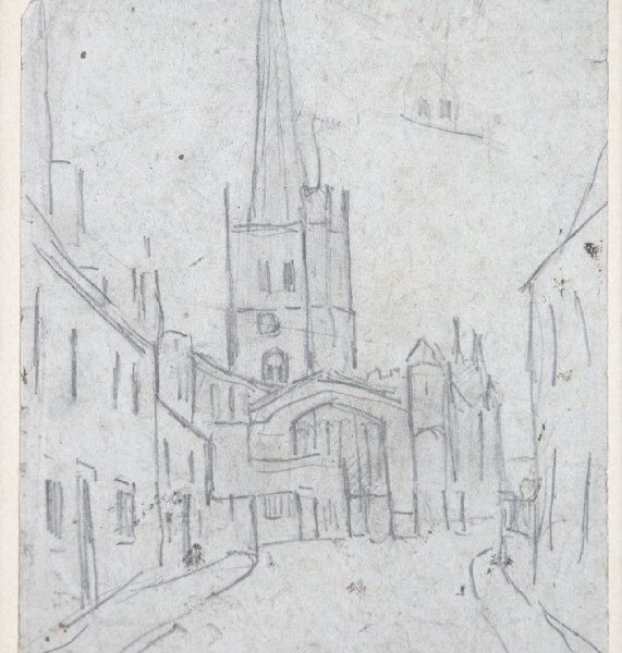 L.S. Lowry - Preparatory sketch for Burford Church