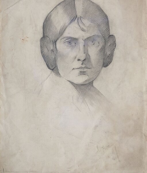 L.S. Lowry - Head of a Woman with Side Buns