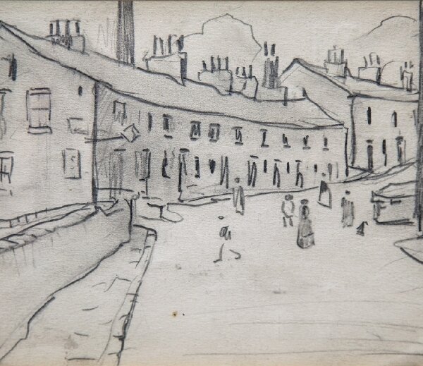L.S. Lowry - Street Scene With Figures
